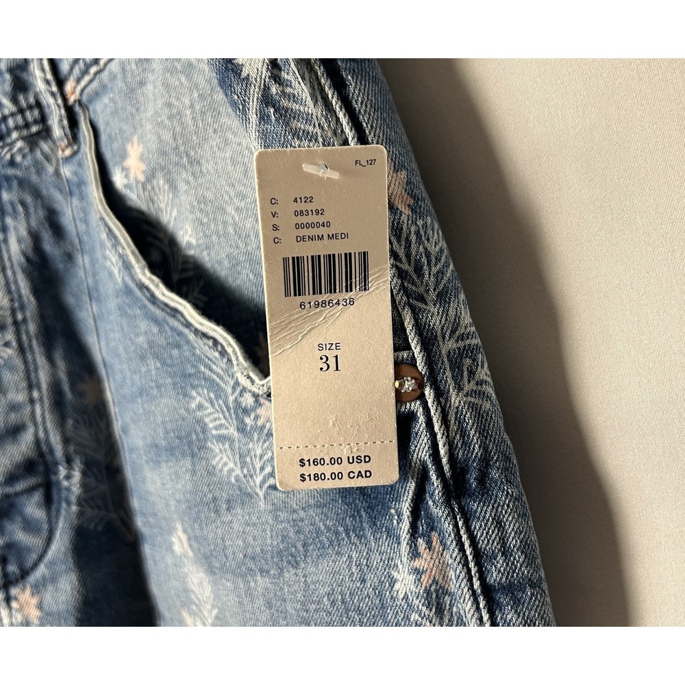 Pilcro Overalls Painters Womens 31 Floral Distressed Denim Boho Fairy Relaxed - Picture 4 of 11